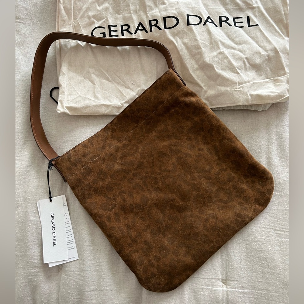 Gerard Darel Brown Leopard Print Shoulder Bag